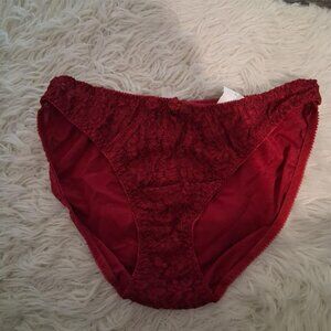 Rene Rofe nwt vintage panties womens M 6 deep red lace satiny
